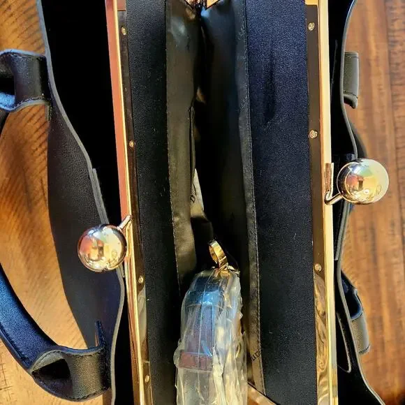 Dune London Black Faux Pebbled Leather Handbag - Picture 5 of 8